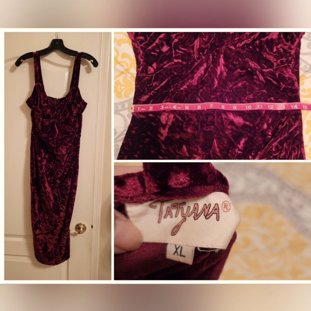 Tatyana/Bettie Page Cranberry Crushed Velvet Dress
